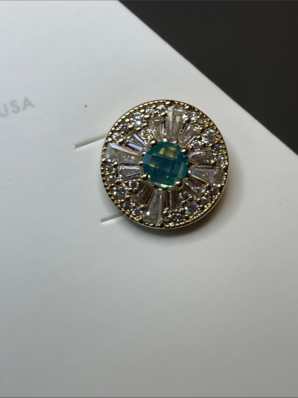 Bomb Party "The Classic Sparkle Studs" Green Opal on Gold - NWT $118 MSRP - Picture 3 of 3